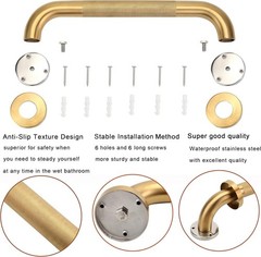 2 Pack 16″ Gold Shower Grab Bars 304 Stainless Steel Anti-Slip Bathroom Safety