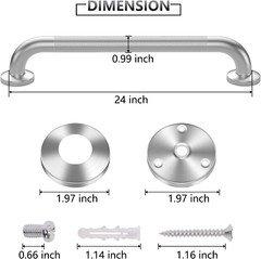 24″ Stainless Steel Grab Bars – 2 Pack Anti-Slip Shower Handles for Safety