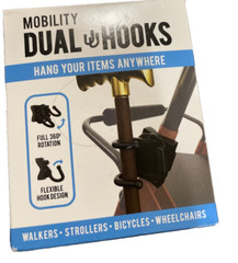 Easy to Use Products Mobility Dual Hooks – Bag Cane or Light Holder versatile