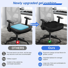 Thicken 19.7In Seat Cushion, Gel Seat Cushion for Long Sitting–Office Chair, Whe