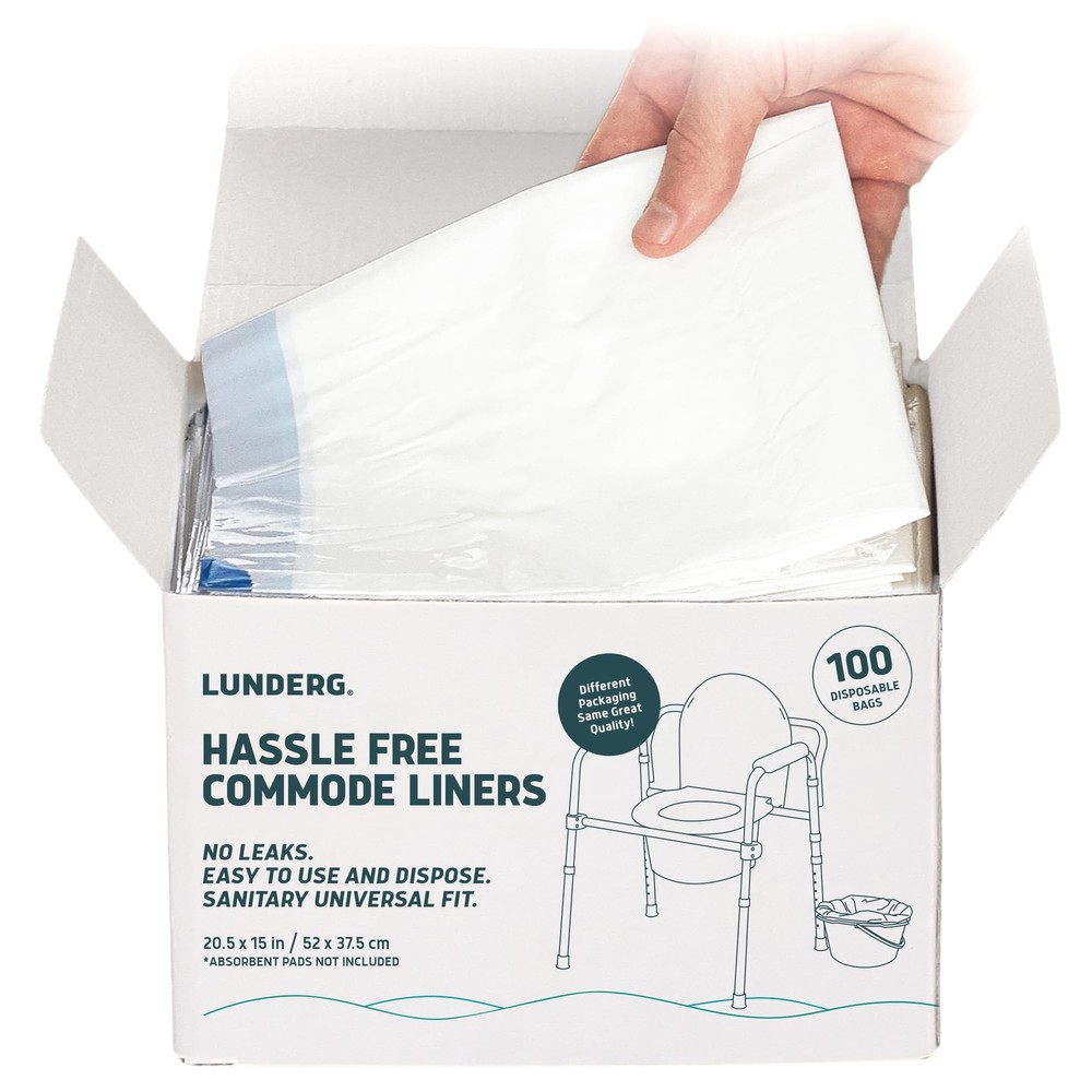 Commode Liners – Value Pack 100 Count Universal Fit – Medical Grade Bedside L…