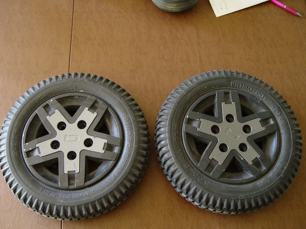PAIR Of Gray Painted Quantum Main Drive Wheels/Tires PR1MO 3.00-8