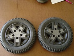 PAIR Of Gray Painted Quantum Main Drive Wheels/Tires PR1MO 3.00-8