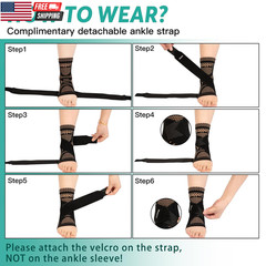 Ankle Brace for Women & Men, Ankle Compression Sleeve Support Copper Infused Ank