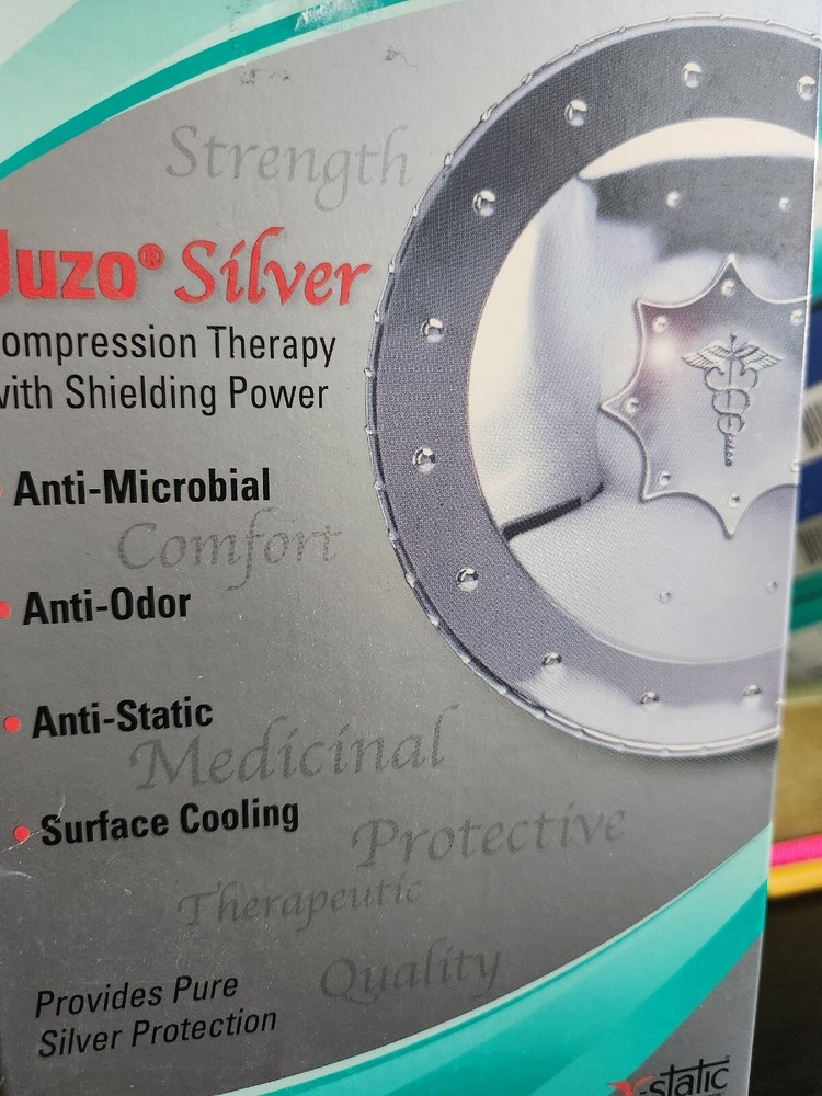 Thigh Hi Compression Hose – Silver Open Toe – Size I