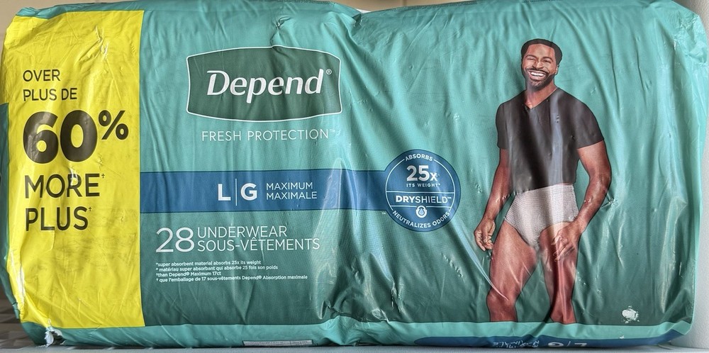 Depend Fresh Protection Lg 28 count Adult Underwear Diaper Incontinence depend