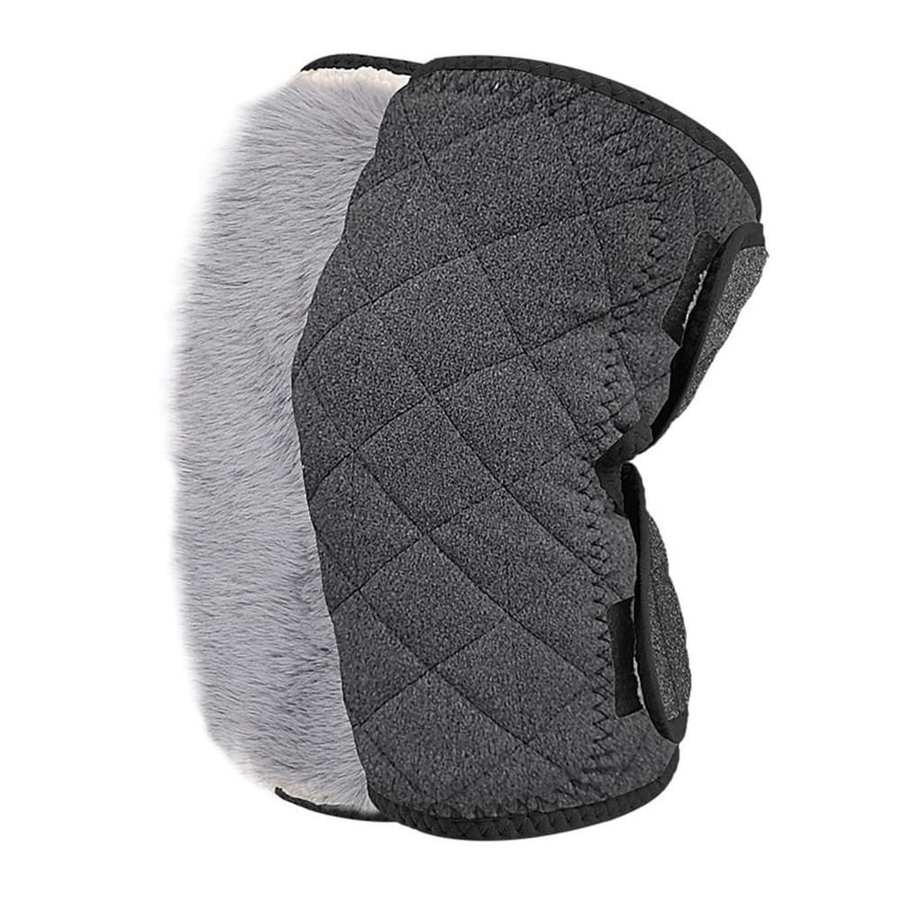 Dark Gray Thermal Plush Padded Knee Braces Leg Warmers Adjustable Wrap