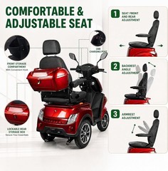 1000W Long Range Electric Mobility Scooter 4Wheel All Terrain For Seniors Adults