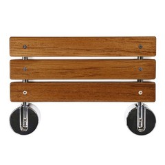 Clevr 20″ Teak Modern Folding Shower Seat Bench Clear Coated Medical Wall Mount
