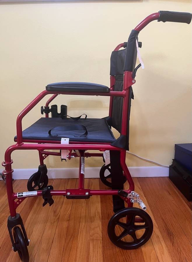 Medline MDS808200F3R 19in. Ultralight Transport Wheelchair – Red
