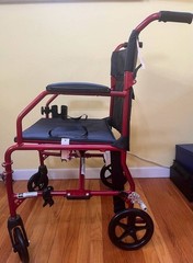 Medline MDS808200F3R 19in. Ultralight Transport Wheelchair – Red