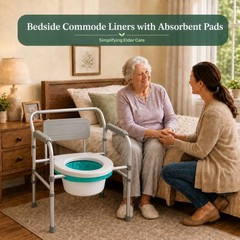 Bedside Commode Liners with Absorbent Pads Bulk Pack, 200 Liners + Pads for E…
