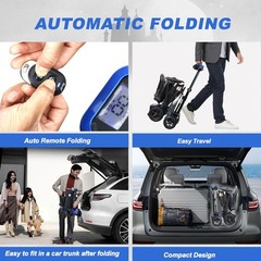 4-Wheel Remote Control Foldable Electric Mobility Scooter for Senior 10Mile 4Mph