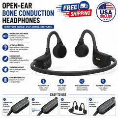 Bone Conduction Hearing Amplifier Bluetooth Open Ear Wireless Headphones USB-C