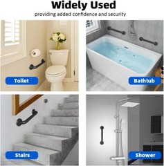 12 Inch Bath Grab Bar Safety Shower Handle with Mounted Screws Aluminum Black