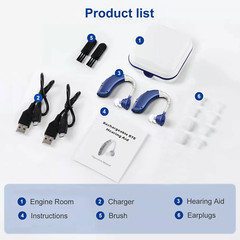 1 Pair Digital Hearing Aid Severe Loss Rechargeable BTE Ear Aids Noise Canceling