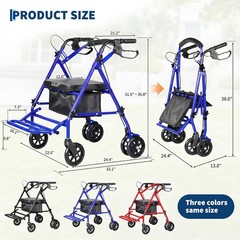 Garvee Lightweight 2-in-1 Rollator Walker & Wheelchair for Adults & Seniors 6″ w