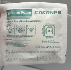 7pk CAKRNPS Silicone Foam Dressing With Border 3x3in Sterile Waterproof