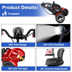 New 4 Wheels Mobility Scooter Power Wheelchair Folding Electric For Senior Adult
