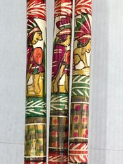 Hand Carved Wooden Cane Walking Stick Mexican Aztec Hand Painted Made in Mexico
