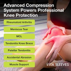 Vita Sleeves Knees 7 Zone Support Sleeve Knee Brace Small/Medium Breathable