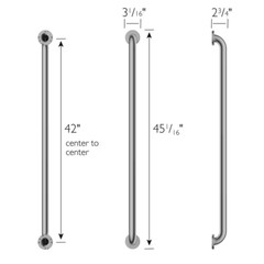 42 In. X 1-1/2 In. Concealed Screw Safety Grab Bar in Satin Nickel Free Shipping