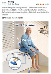 Blue White Adjustable Transfer Bench with Armrest Backrest Plastic Aluminum