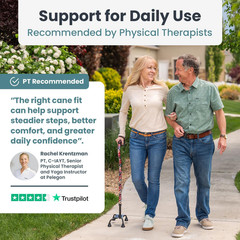 Quad Cane Adjustable Walking Cane for Seniors Support Stability with Large Base