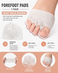 1 Pair Women’s Silicone Gel Metatarsal Pads Five-Hole Honeycomb Forefoot Cushion