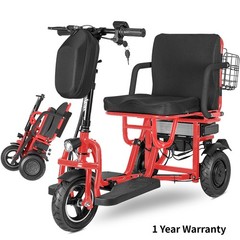 700W Dual Motor 3-Wheels Folding Senior Electric Mobility Scooter 48V/10Ah 300lb