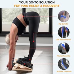 Calf Stretching Slant Board Wooden Incline Wedge for Foot Ankle Mobility Balance