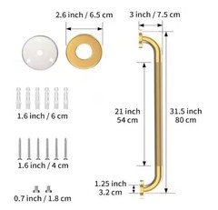 32 Inch Anti Slip Shower Grab Gold, Munzong Bathroom Grab Bar, Knurled Bathroom