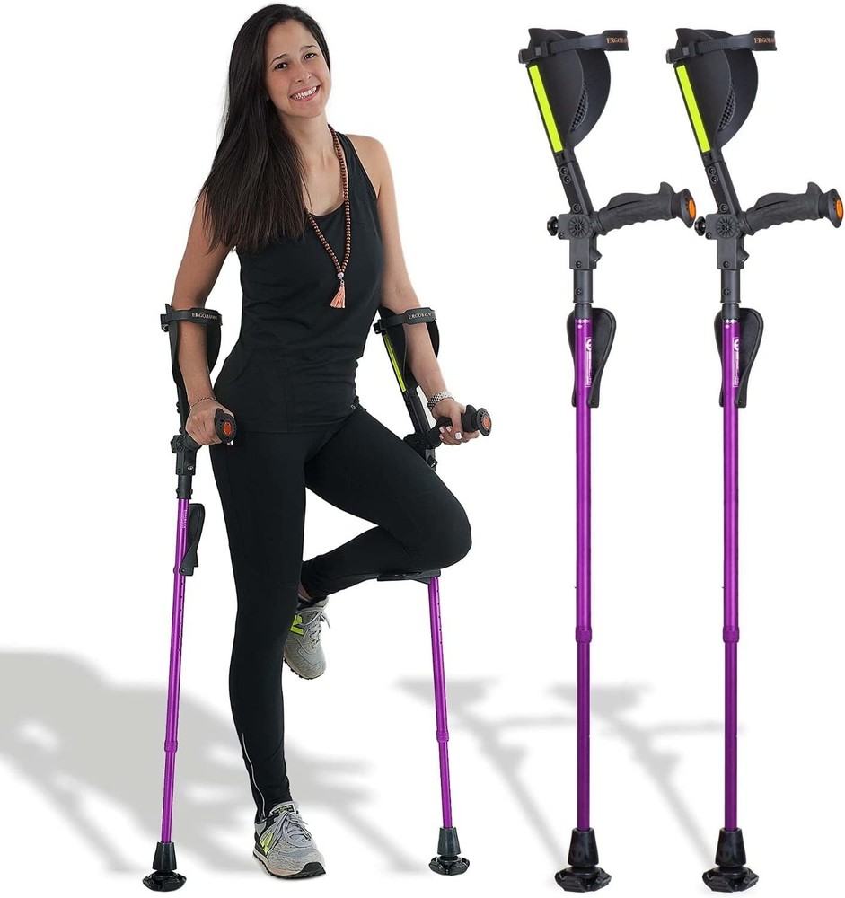 Ergobaum 7G Ergonomic Forearm Crutches Adult 5-6.6ft Purple