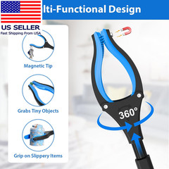 Grabber Reacher Tool 36 Inch, Heavy Duty Foldable Grabber with Anti-Slip 360° Ro