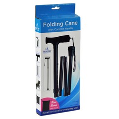 Blue Jay Folding Cane Comfort Grip Adjustable 33-37 Inch Black 300 lb Capacity
