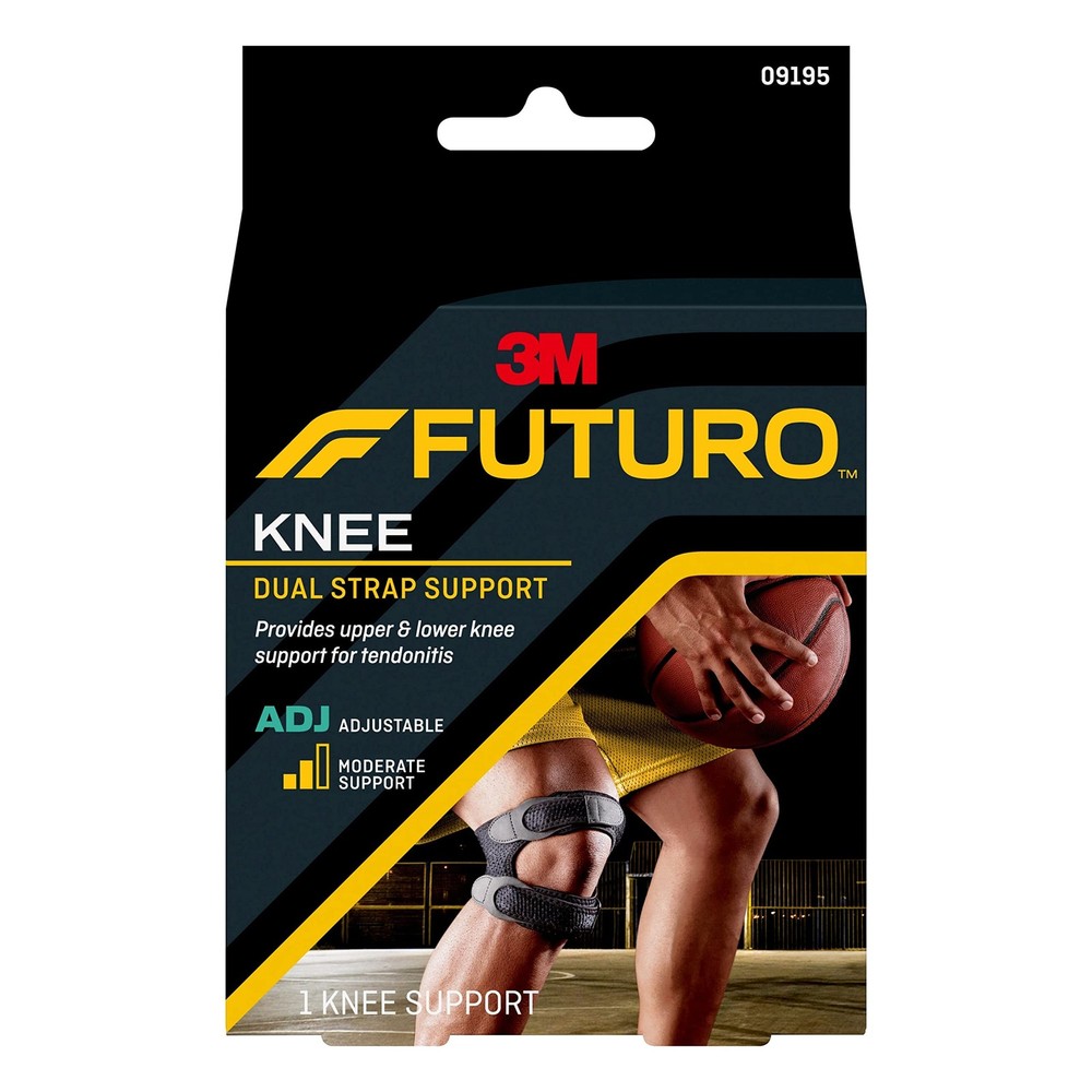 FUTURO Dual Strap Knee Support, Adjustable Adjustable, Black
