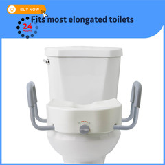 Medline 5″ Elongated Raised Locking Toilet Seat, 400 lb Capacity White