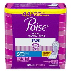 Poise Incontinence Pads Women Moderate 4 Drop Long Length 78 Count NEW