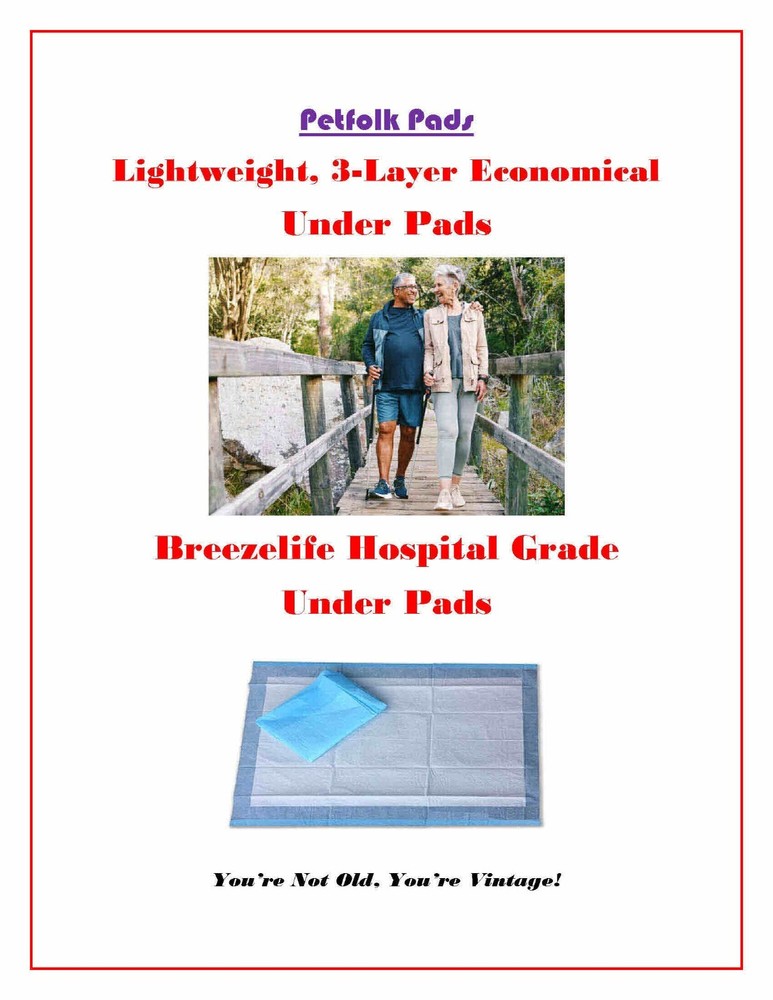 23×24″ Breeze Life Incontinence Under Pads Lightweight Hospital Grade 3-Layer