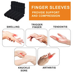 10 Pcs Black Finger Sleeves, Breathable Finger Brace, Compression Support for Ar