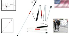 Folding Aluminum Walking Cane For Blind – 4-Section Reflective Red Lightweight