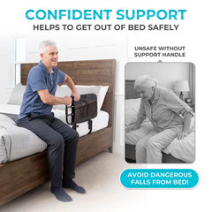 26 In. to 42 In. EZ Adjustable Bed Rail with Swing-Down Safety Railing and Po…