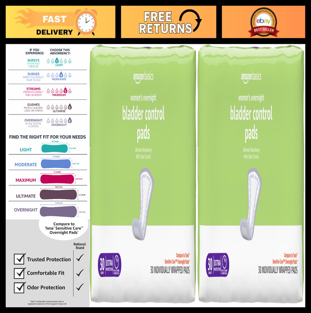 Incontinence Pads for Women – Postpartum & Bladder Control, Overnight Absorbency