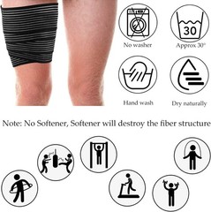 Elastic Bandage Wraps, 2 Pc, 71 In, Black, Adjustable Calf Thigh Support