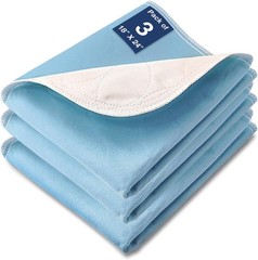 Washable Waterproof Underpads, 24″ x 18″ (3 Pack) Reusable Incontinence Pads for
