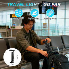 Tall Men’s Walking Cane, Foldable Adjustable Height, Over 5’9″ 42.52 Inch Black