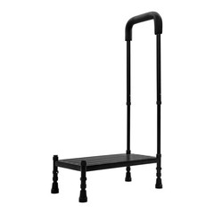 Step Stool with Handle, Adult Ramp with Handrail, Metal Stepping Stool black