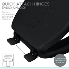 Bath Bliss Extra Soft Standard Round Toilet 14.76″ x 15.5″ x 2.36″, Black