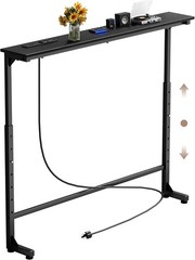 39 inch Narrow Console Table with Outlet Adjustable Height(25″-37″) Behind Sofa
