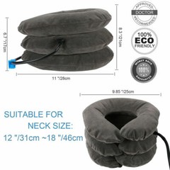 Inflatable Air Travel Cervical Neck Collar Traction Pillow Pain Relief Soft Pump